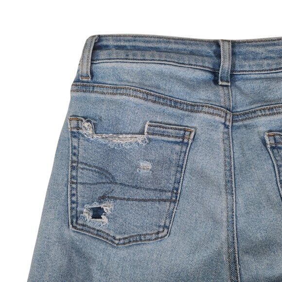 American Eagle Mom Jeans Womens 0 26x27 Light Wash High Rise Distressed - Picture 9 of 14
